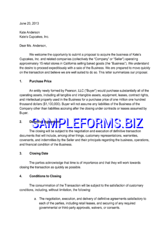 Letter Of Intent For Business pdf free